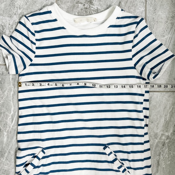 The Impeccable Pig Crew Neck Short Sleeve Navy Striped Shirt Dress Size Small - Picture 6 of 7